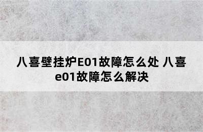 八喜壁挂炉E01故障怎么处 八喜e01故障怎么解决